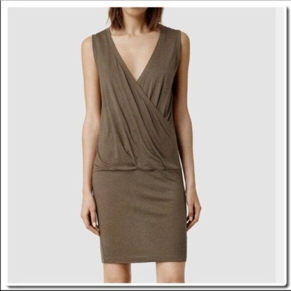 ALL Saints Keri’s Dress In Chocolate - Picture 2 of 3